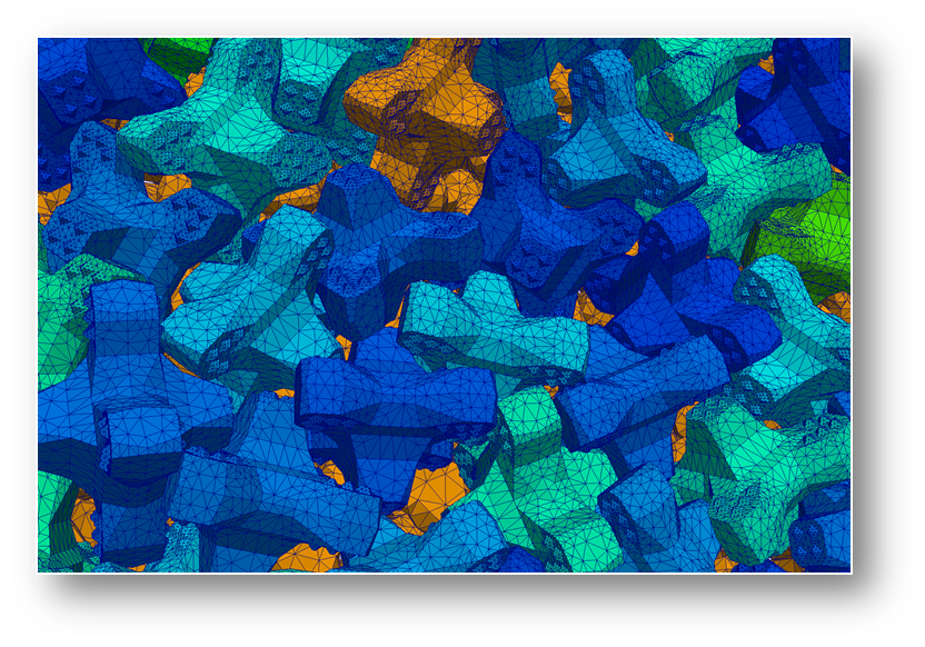 Image of numerically created Accropode II Armour lLayer showing finite element mesh